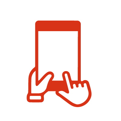 Icon showing two hands tapping on a tablet